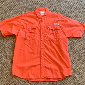 Columbia PFG Bright Orange/Salmon Fishing Shirt